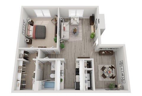 Floor plan for 1 bed, 1 bath, 786 sqft